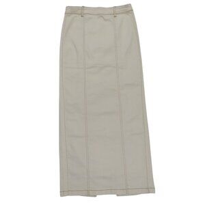 Belle Vere Womens XS Beige High Waist Maxi Skirt With Belt Loops & Stitch Detail